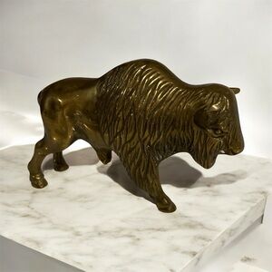 Brass Buffalo Sculpture
